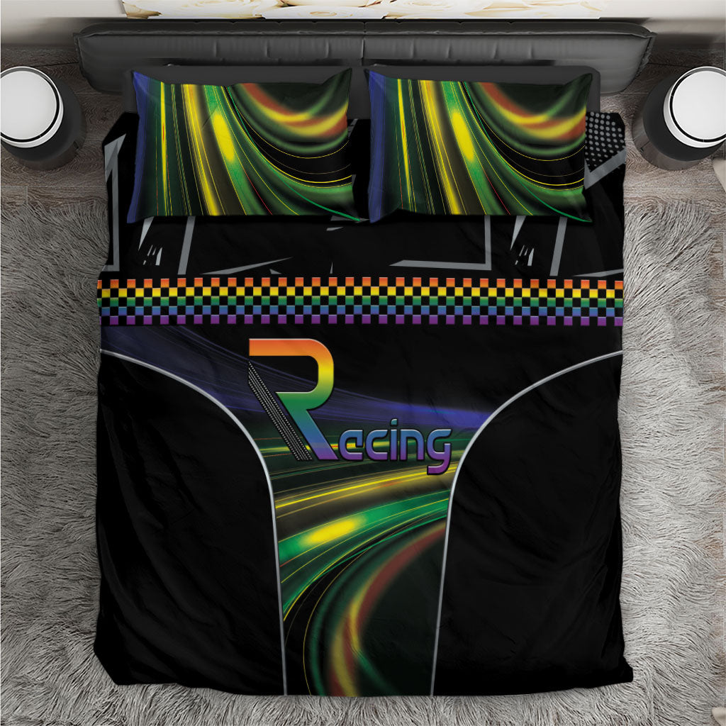Racing Pride Bedding Set Racing Rainbow Cyberpunk Style