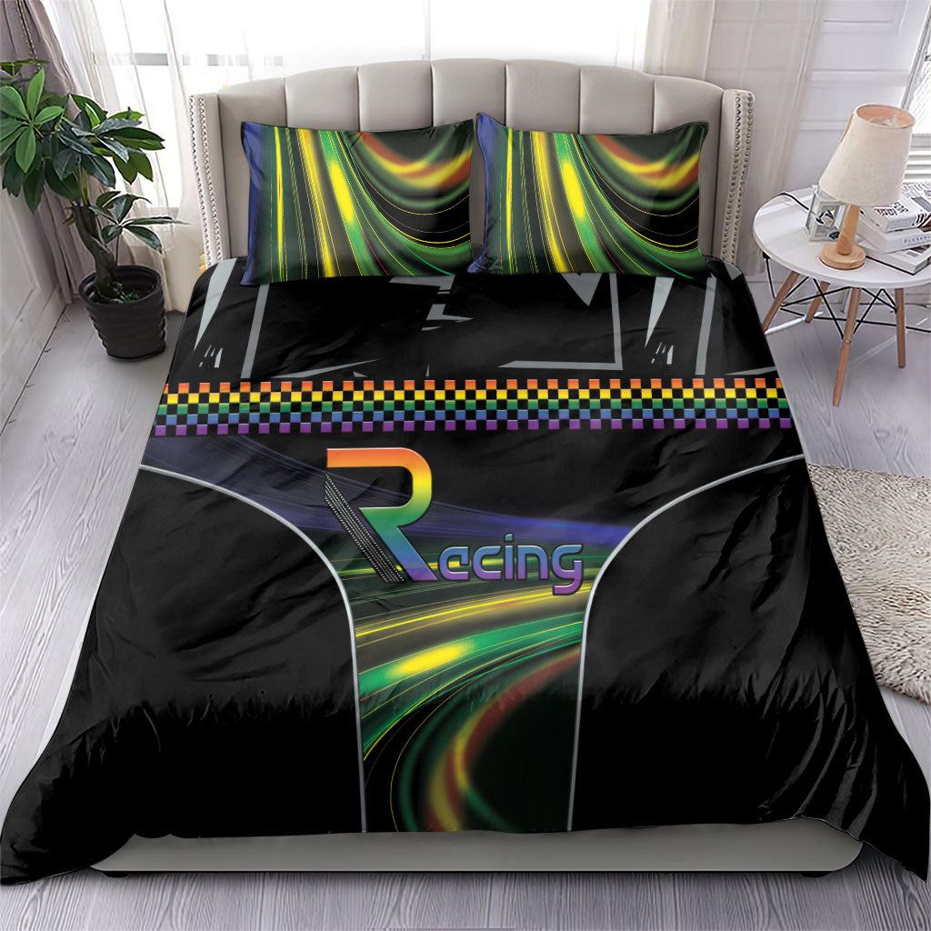 Racing Pride Bedding Set Racing Rainbow Cyberpunk Style