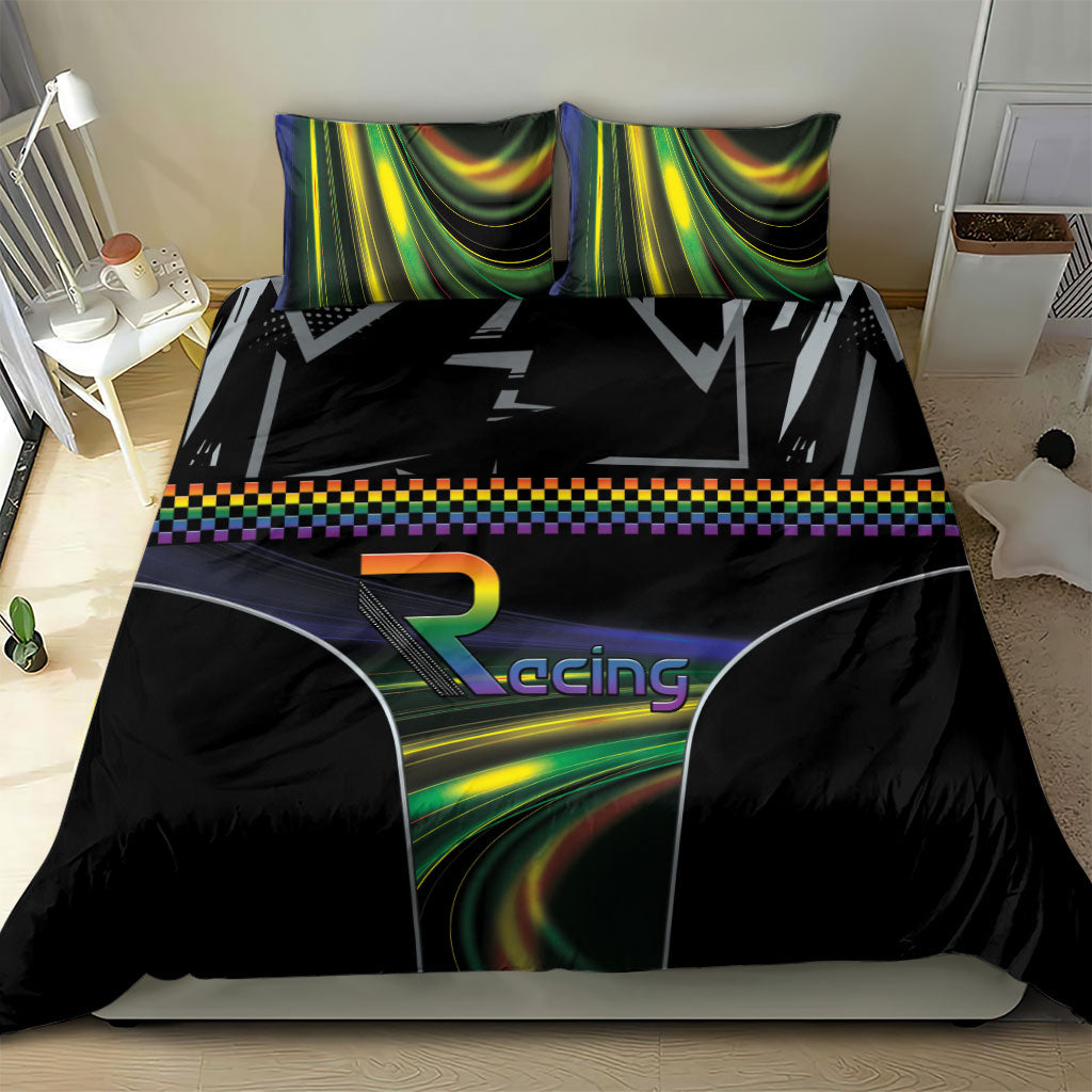 Racing Pride Bedding Set Racing Rainbow Cyberpunk Style