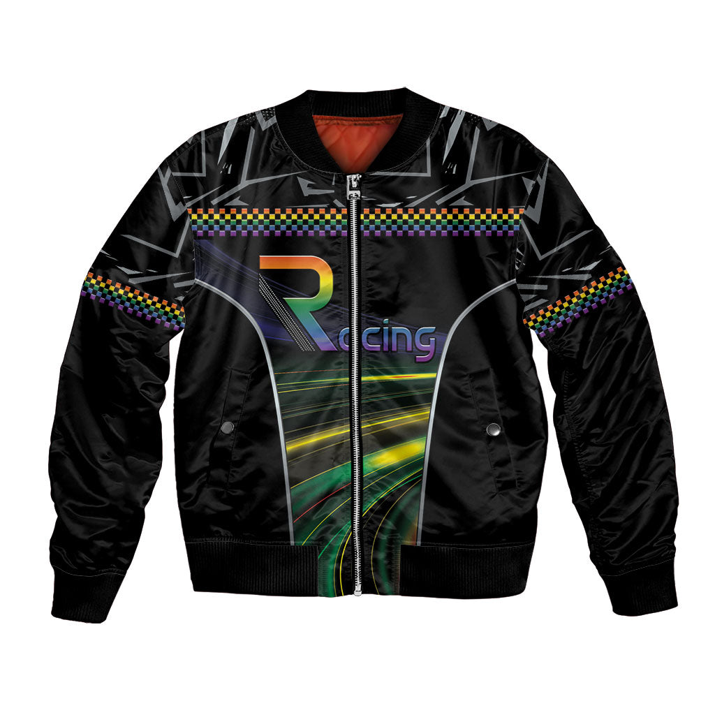 Custom Racing Pride Bomber Jacket Racing Rainbow Cyberpunk Style