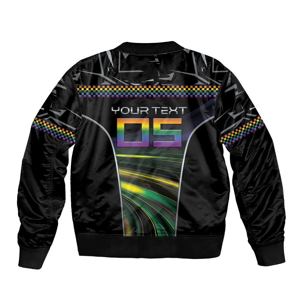 Custom Racing Pride Bomber Jacket Racing Rainbow Cyberpunk Style