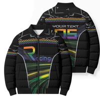 Custom Racing Pride Bomber Puffer Jacket Racing Rainbow Cyberpunk Style