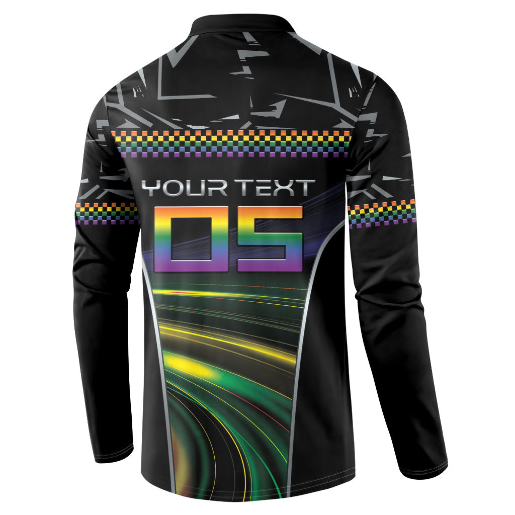 Custom Racing Pride Button Sweatshirt Racing Rainbow Cyberpunk Style