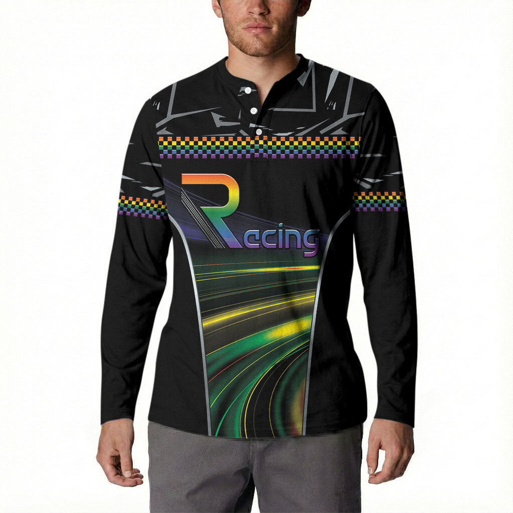 Custom Racing Pride Button Sweatshirt Racing Rainbow Cyberpunk Style