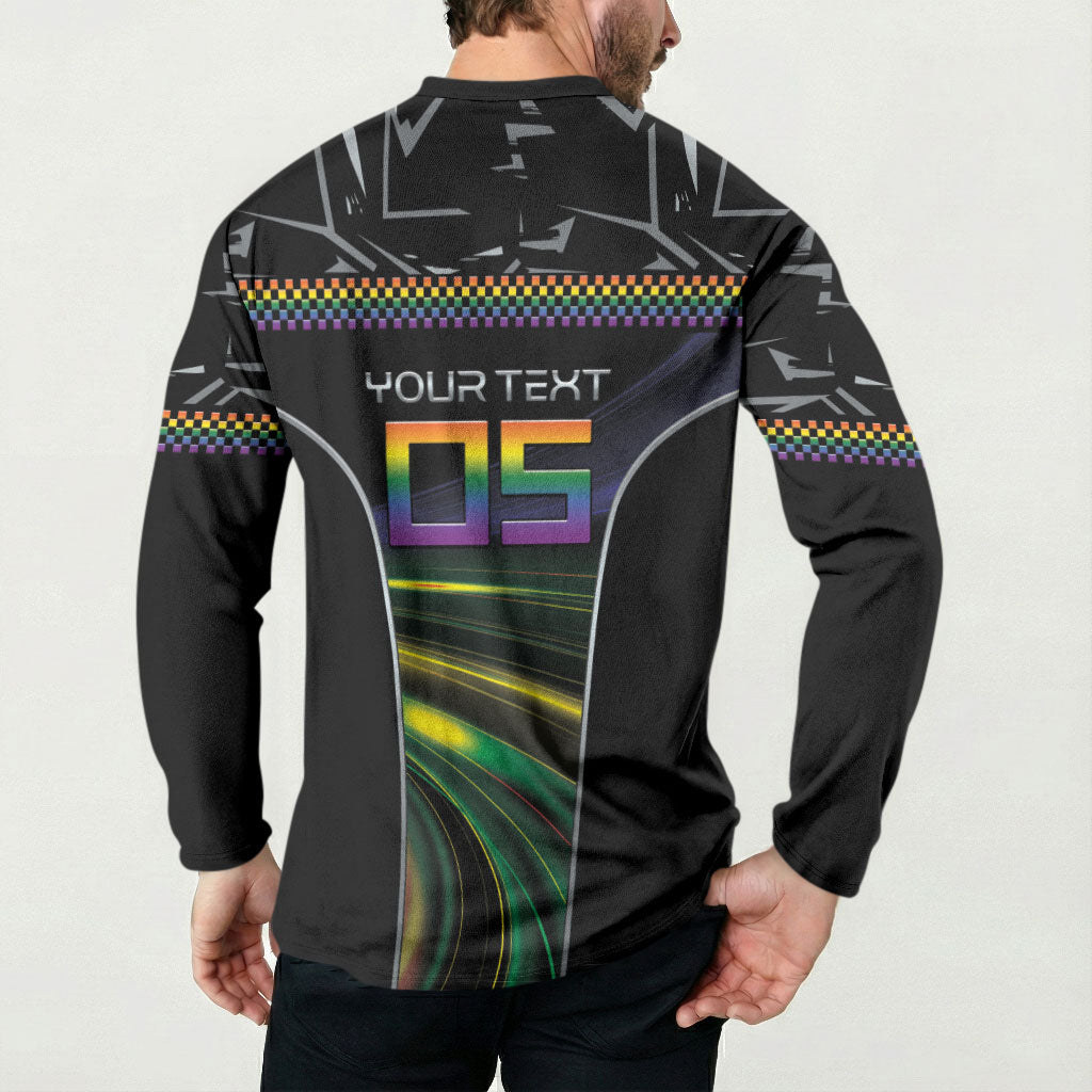 Custom Racing Pride Button Sweatshirt Racing Rainbow Cyberpunk Style