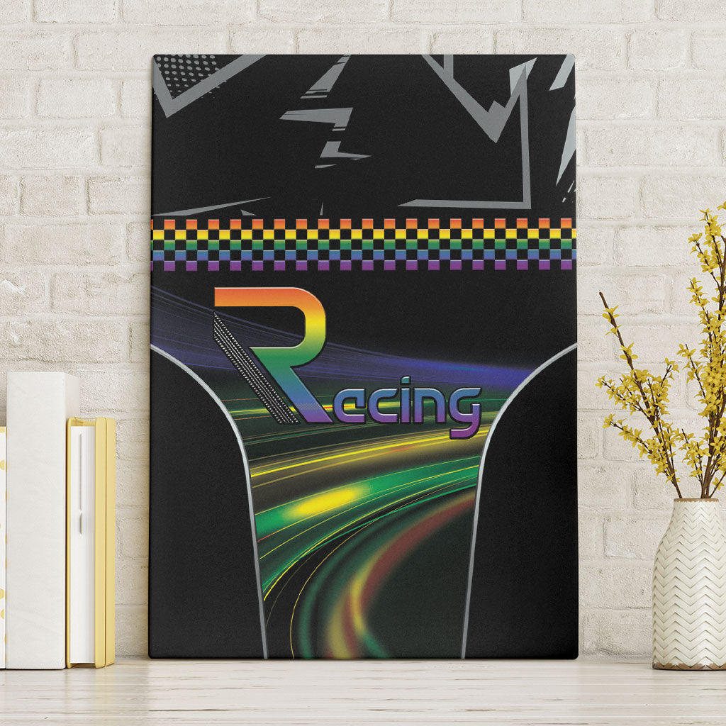 Racing Pride Canvas Wall Art Racing Rainbow Cyberpunk Style