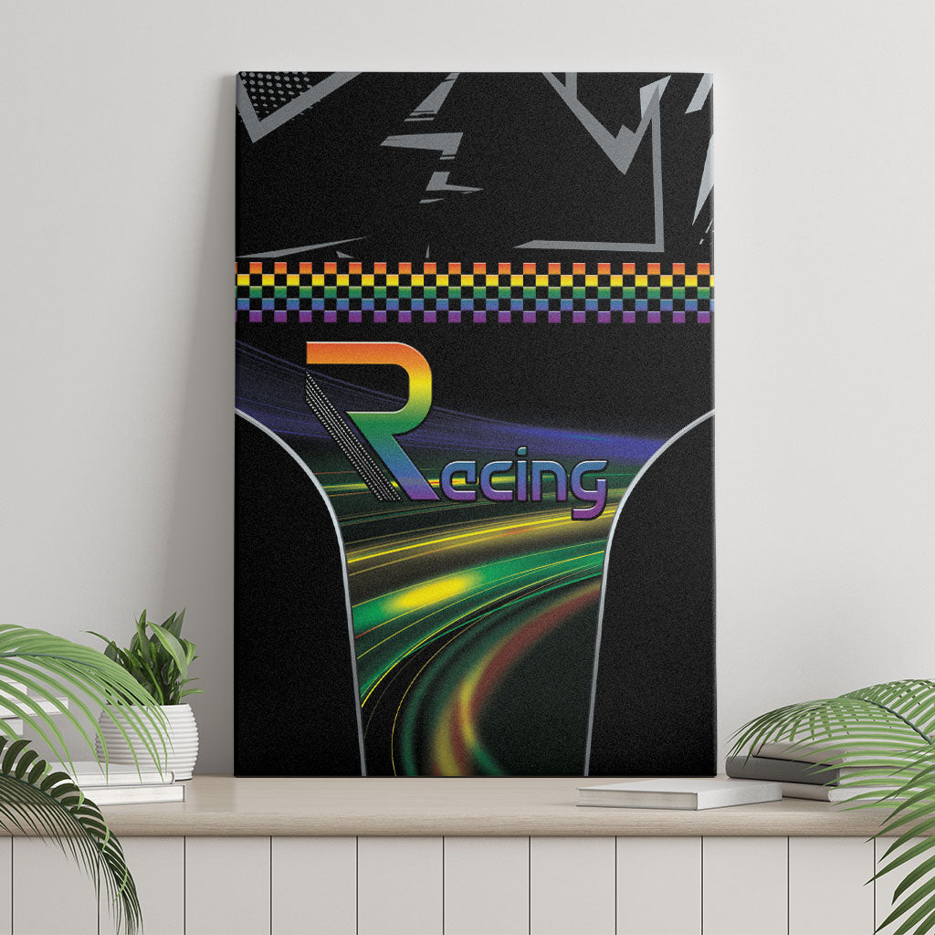 Racing Pride Canvas Wall Art Racing Rainbow Cyberpunk Style