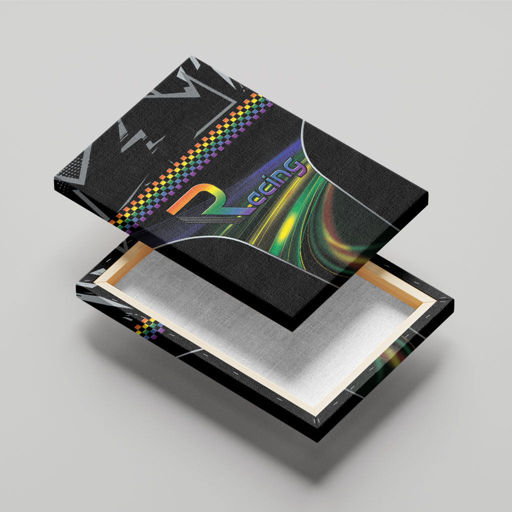 Racing Pride Canvas Wall Art Racing Rainbow Cyberpunk Style