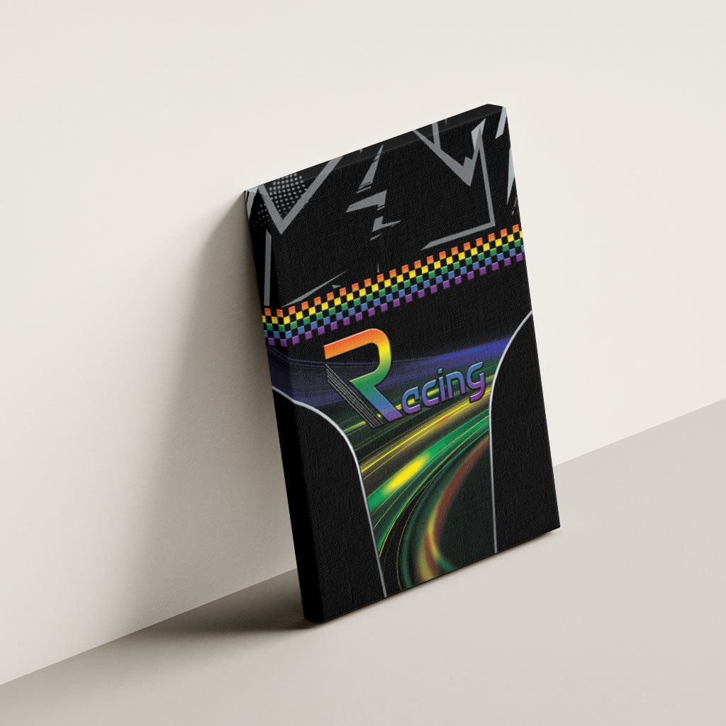 Racing Pride Canvas Wall Art Racing Rainbow Cyberpunk Style