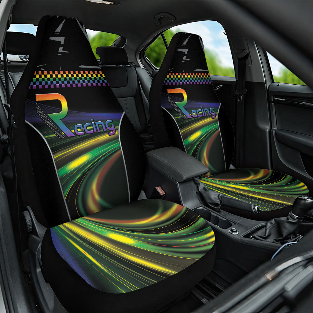 Racing Pride Car Seat Cover Racing Rainbow Cyberpunk Style