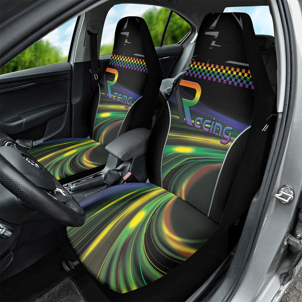 Racing Pride Car Seat Cover Racing Rainbow Cyberpunk Style