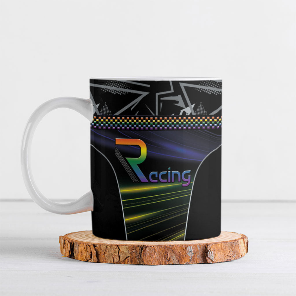Custom Racing Pride Ceramic Mug Racing Rainbow Cyberpunk Style