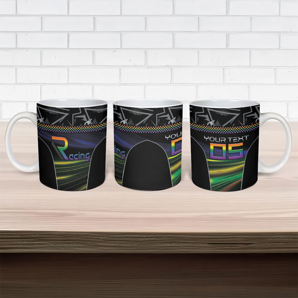 Custom Racing Pride Ceramic Mug Racing Rainbow Cyberpunk Style