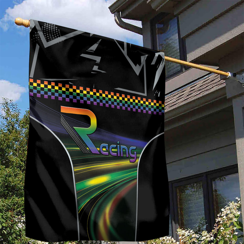 Racing Pride Garden Flag Racing Rainbow Cyberpunk Style