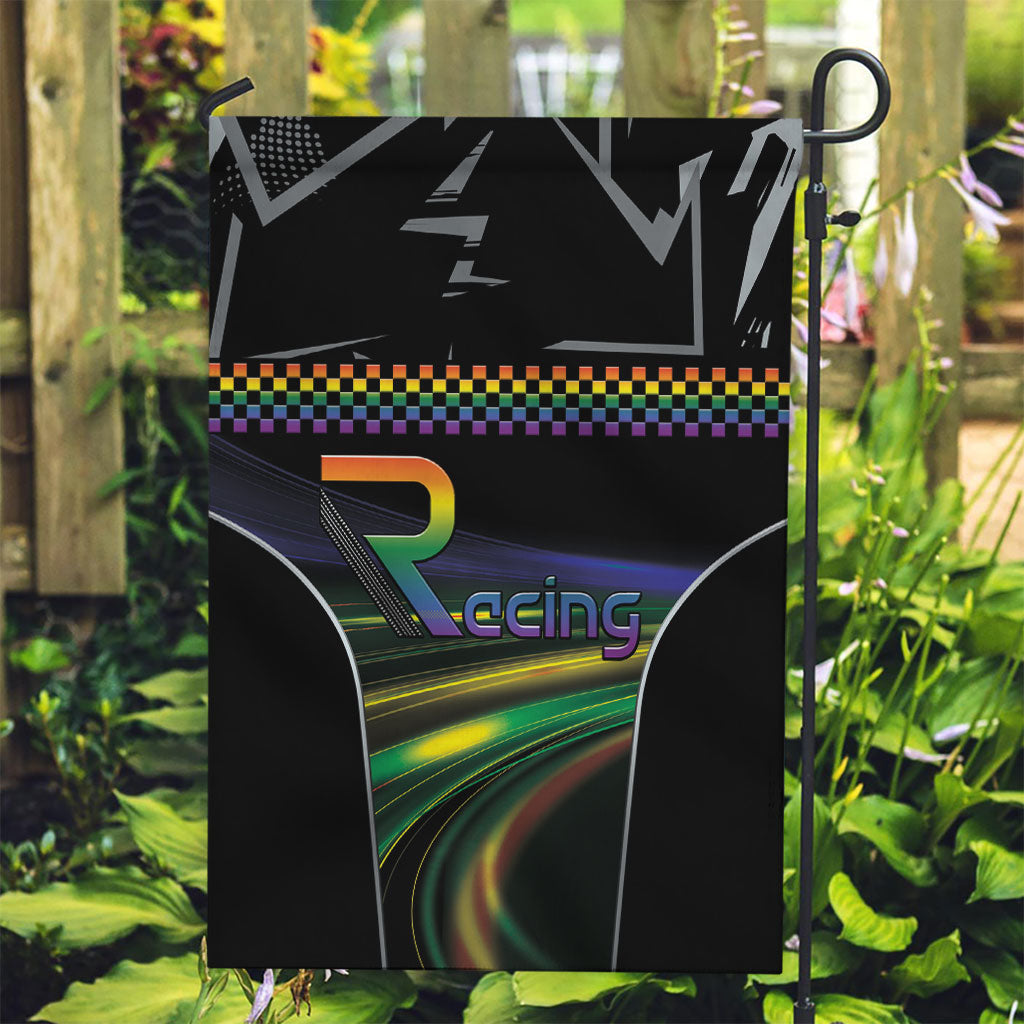 Racing Pride Garden Flag Racing Rainbow Cyberpunk Style