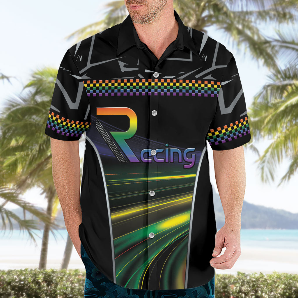Custom Racing Pride Hawaiian Shirt Racing Rainbow Cyberpunk Style