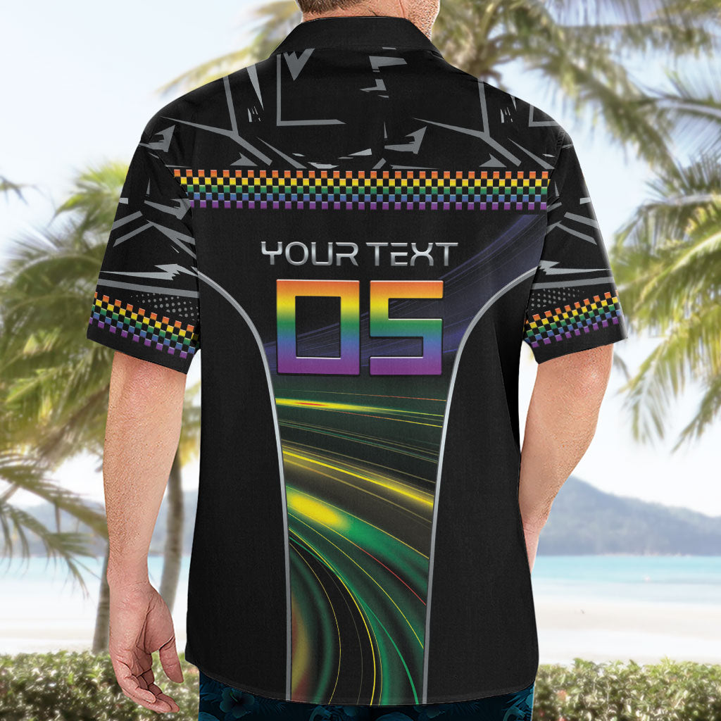 Custom Racing Pride Hawaiian Shirt Racing Rainbow Cyberpunk Style