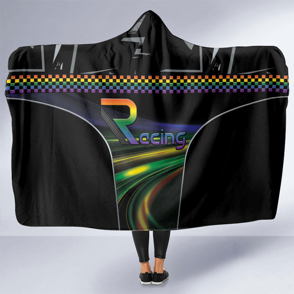 Racing Pride Hooded Blanket Racing Rainbow Cyberpunk Style