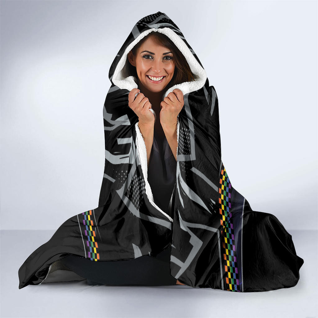 Racing Pride Hooded Blanket Racing Rainbow Cyberpunk Style