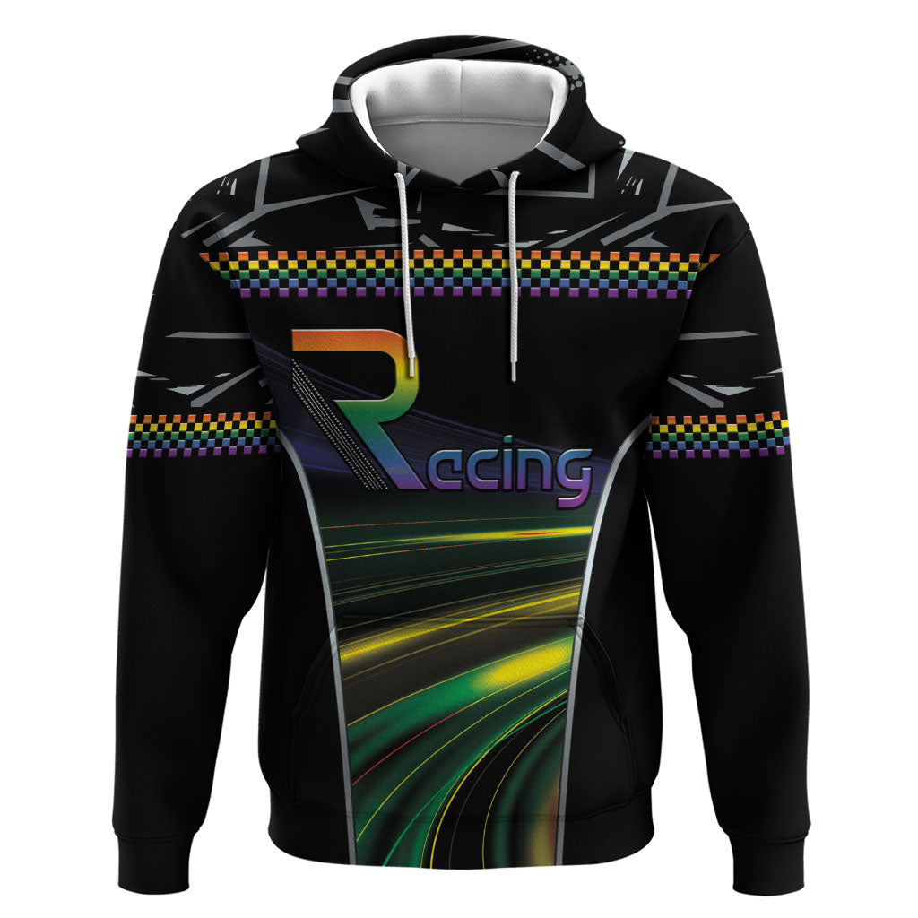 Custom Racing Pride Hoodie Racing Rainbow Cyberpunk Style