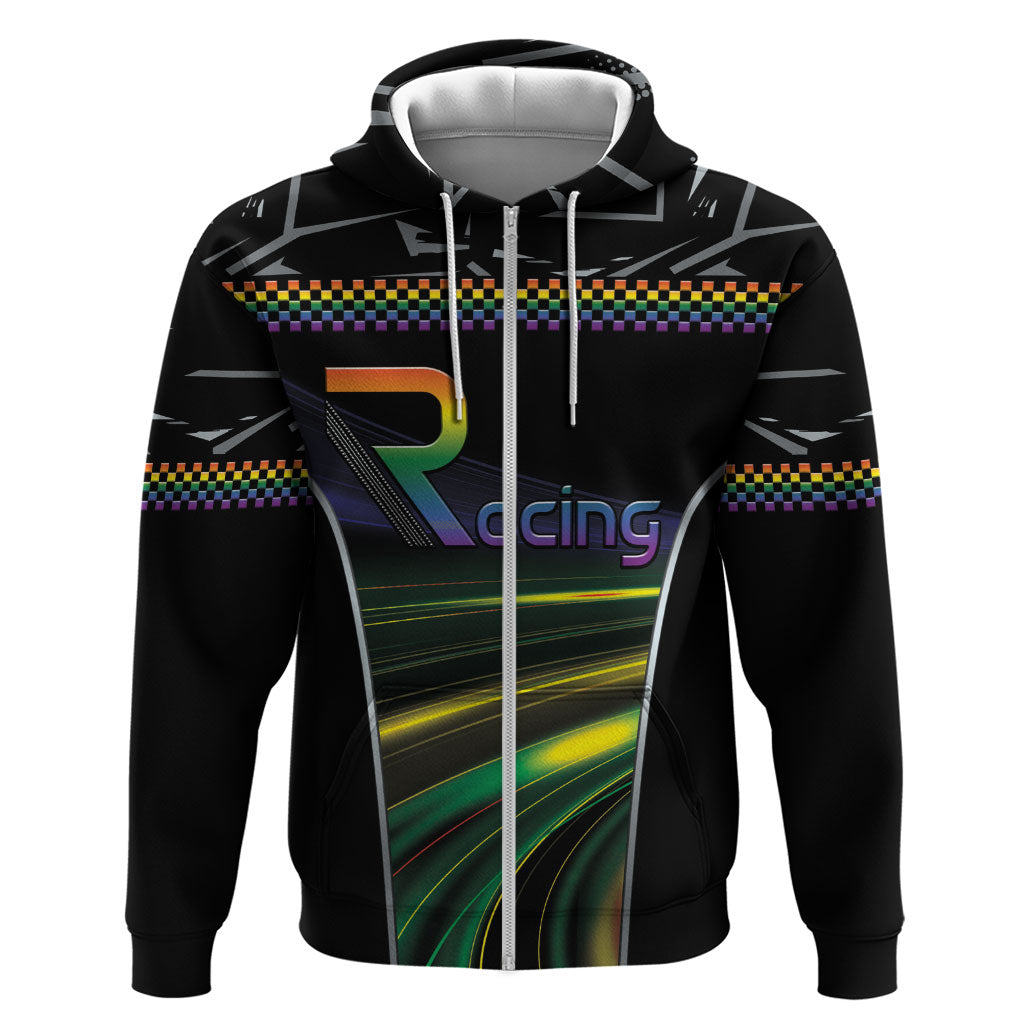 Custom Racing Pride Hoodie Racing Rainbow Cyberpunk Style