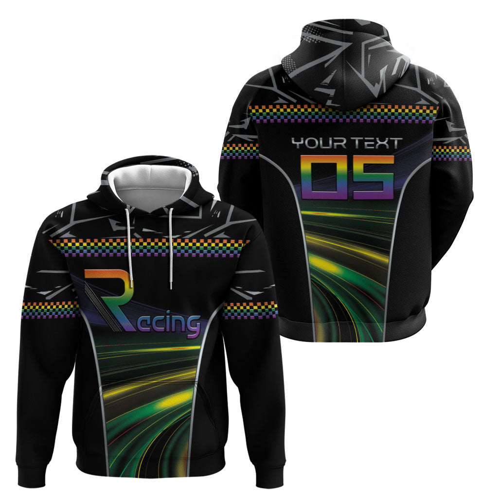 Custom Racing Pride Hoodie Racing Rainbow Cyberpunk Style