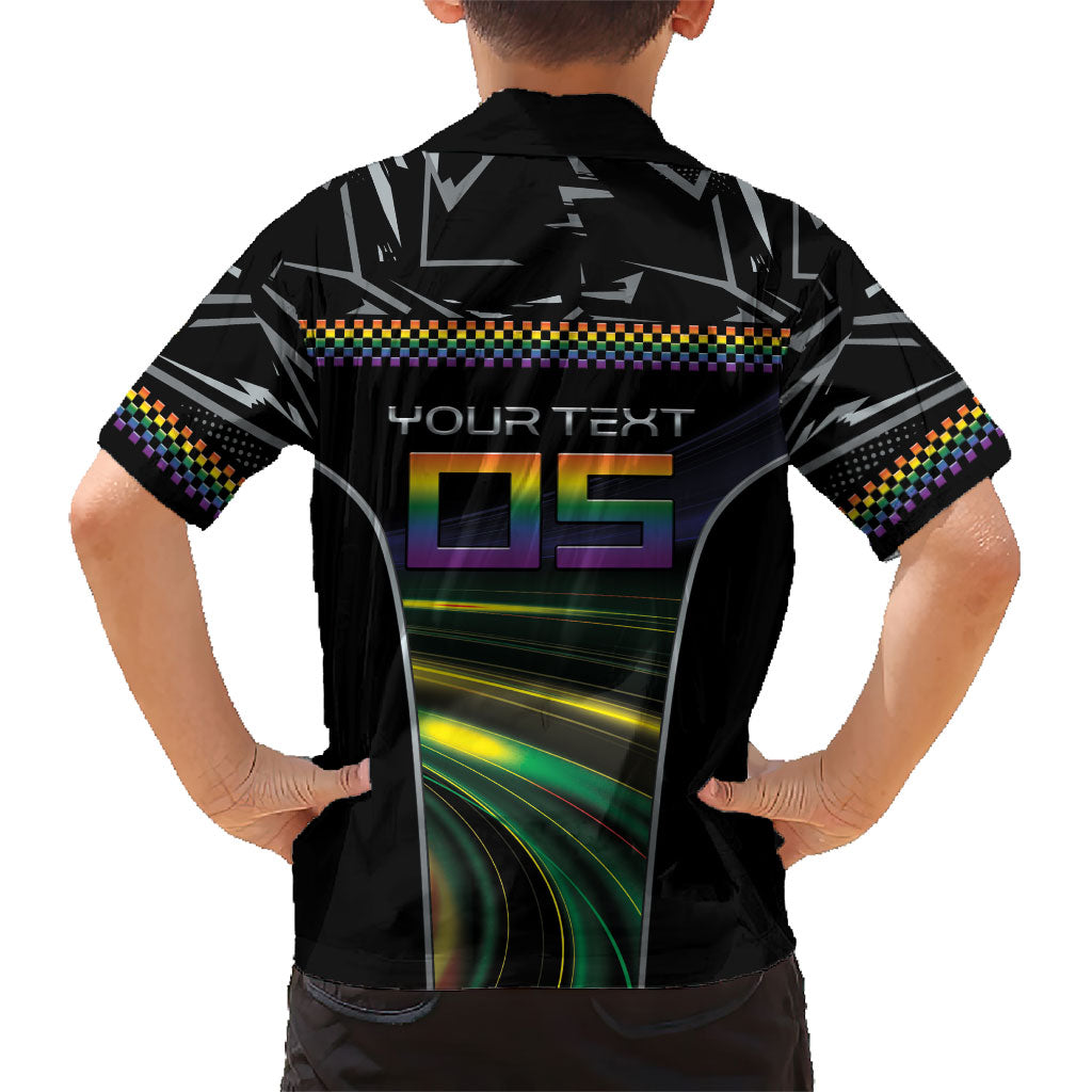 Custom Racing Pride Kid Hawaiian Shirt Racing Rainbow Cyberpunk Style