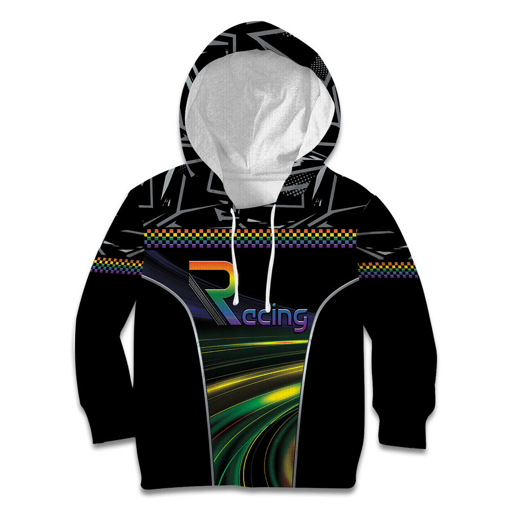 Custom Racing Pride Kid Hoodie Racing Rainbow Cyberpunk Style