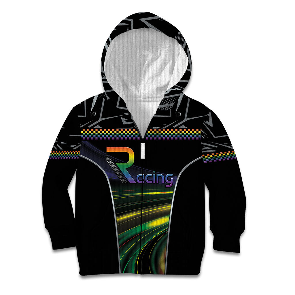 Custom Racing Pride Kid Hoodie Racing Rainbow Cyberpunk Style