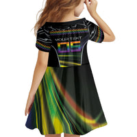 Custom Racing Pride Kid Short Sleeve Dress Racing Rainbow Cyberpunk Style