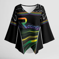 Custom Racing Pride Kimono Sleeve Blouse Racing Rainbow Cyberpunk Style