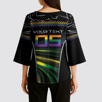 Custom Racing Pride Kimono Sleeve Blouse Racing Rainbow Cyberpunk Style