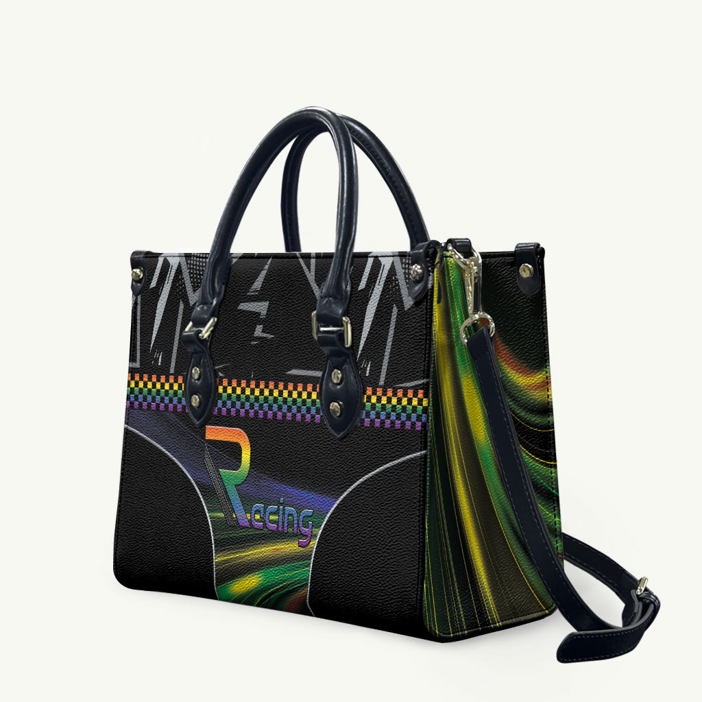 Racing Pride Leather Bag Racing Rainbow Cyberpunk Style