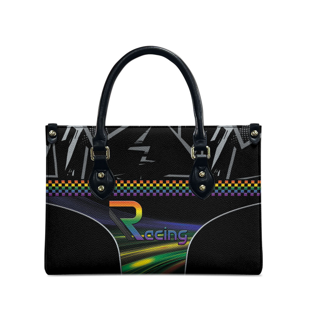Racing Pride Leather Bag Racing Rainbow Cyberpunk Style