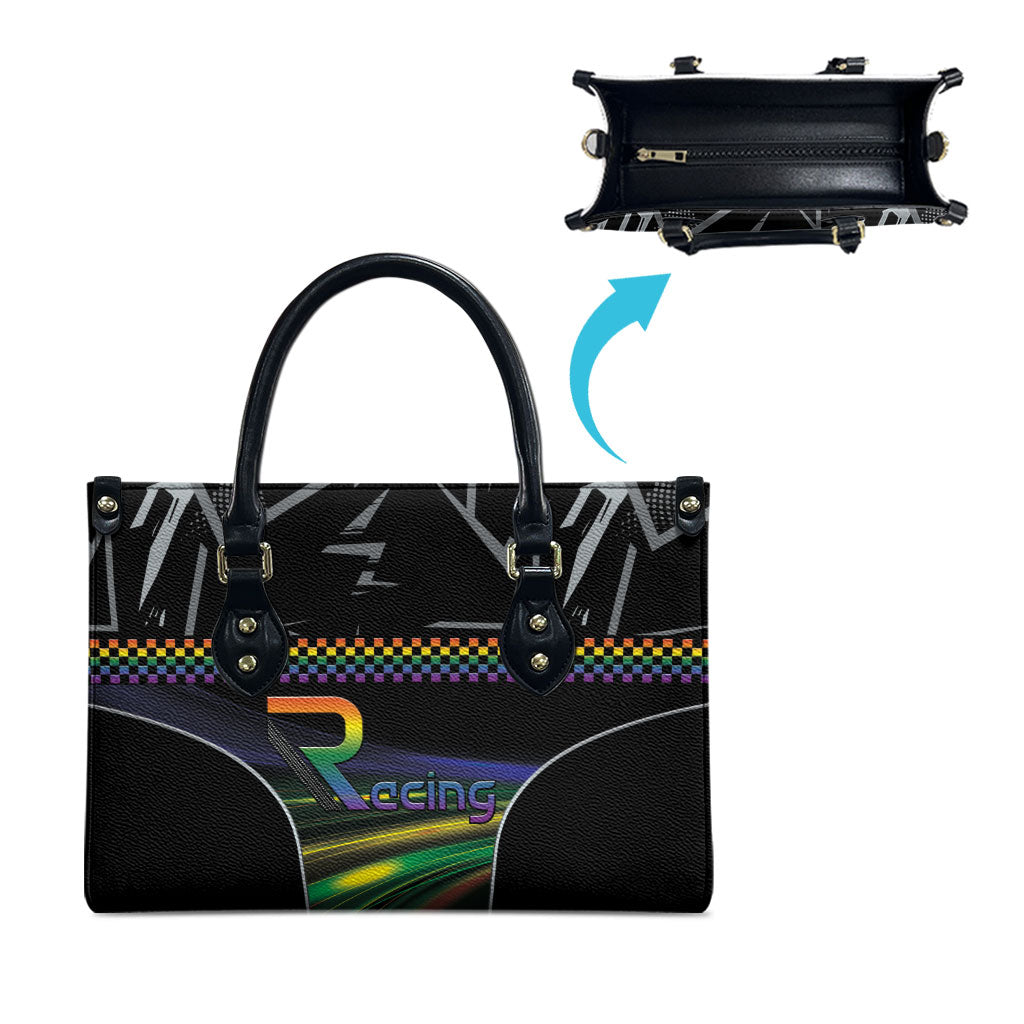 Racing Pride Leather Bag Racing Rainbow Cyberpunk Style