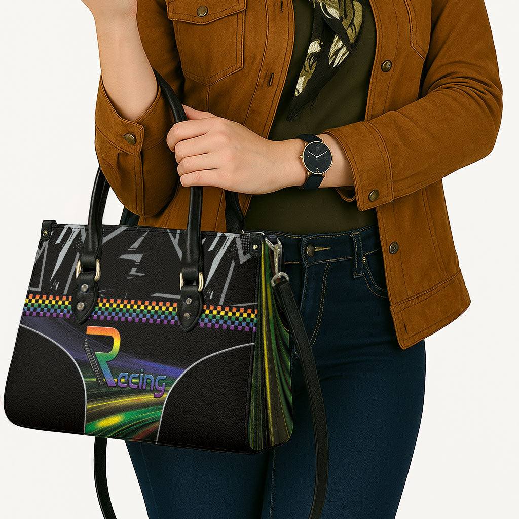 Racing Pride Leather Bag Racing Rainbow Cyberpunk Style