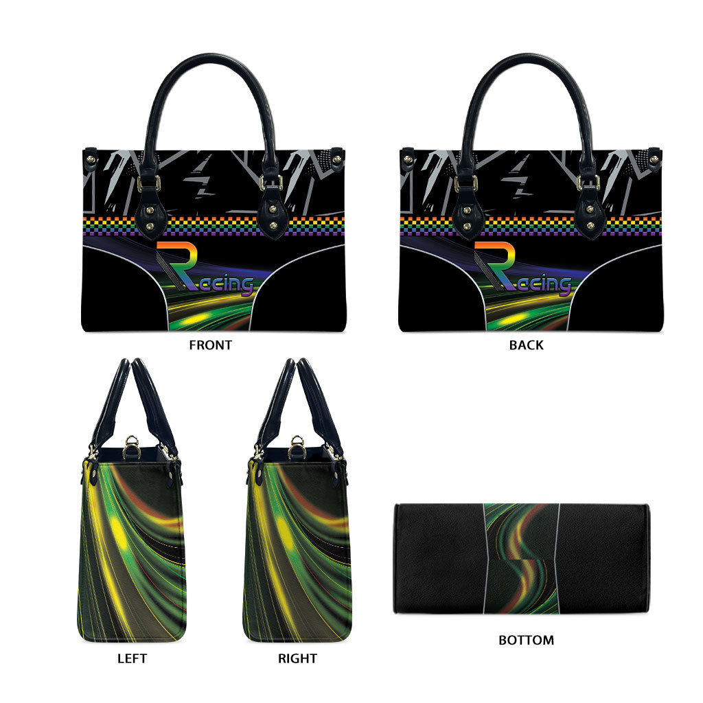 Racing Pride Leather Bag Racing Rainbow Cyberpunk Style