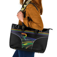 Racing Pride Leather Tote Bag Racing Rainbow Cyberpunk Style