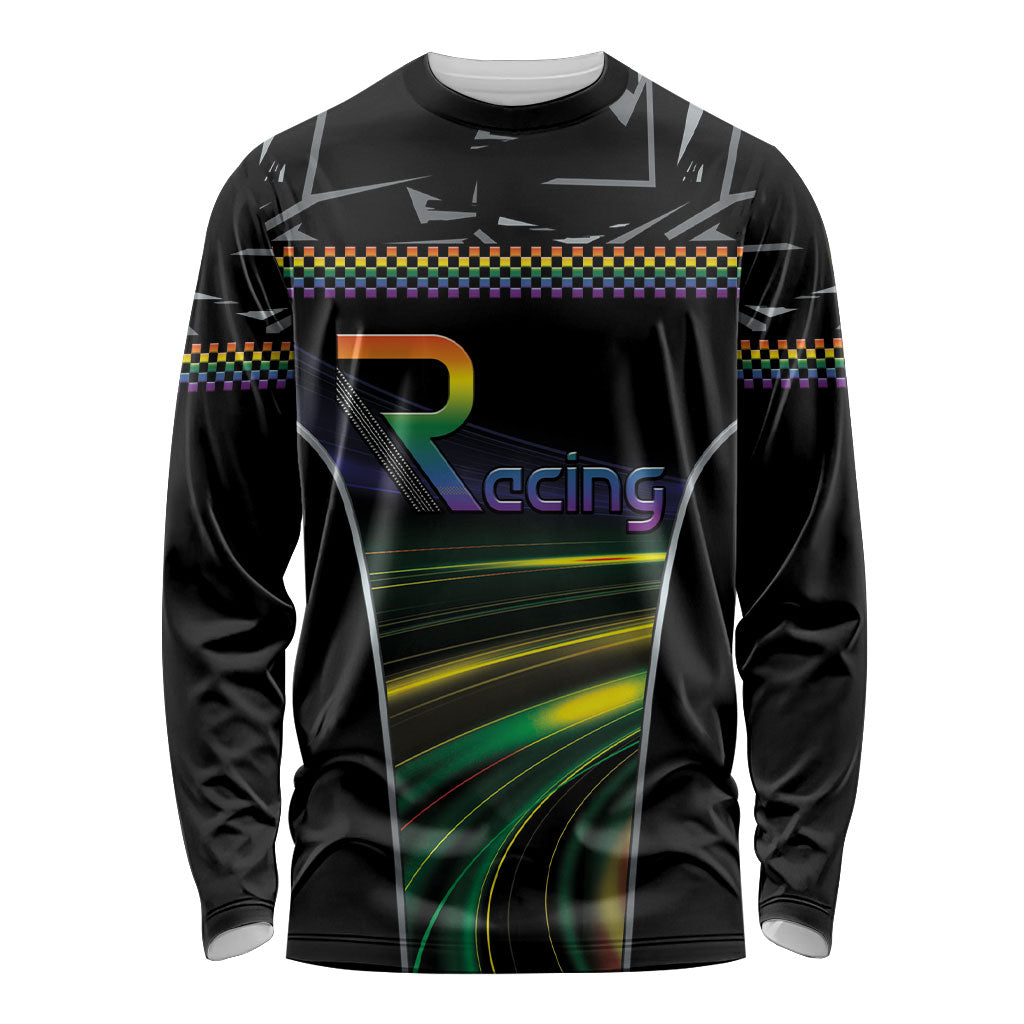 Custom Racing Pride Long Sleeve Shirt Racing Rainbow Cyberpunk Style