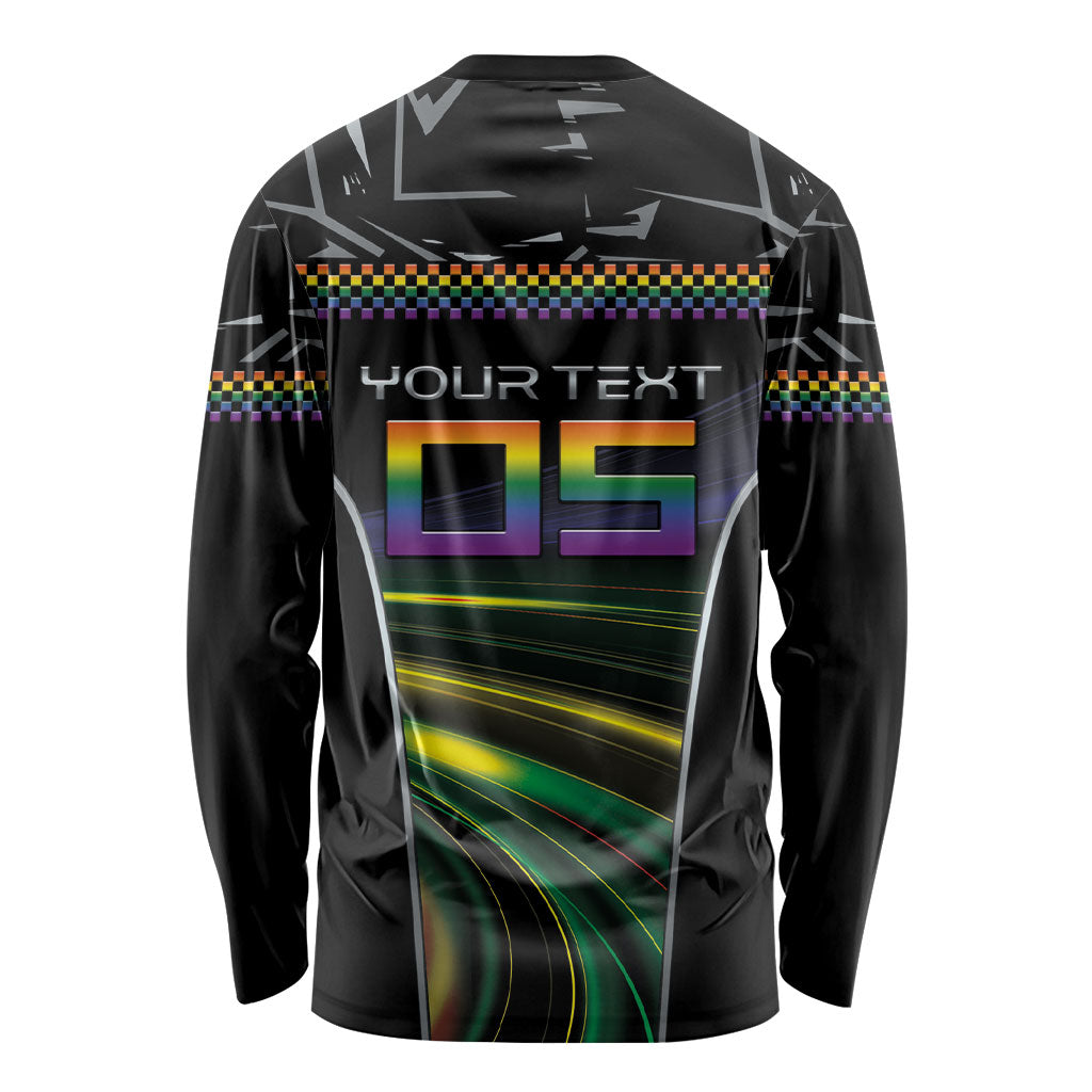 Custom Racing Pride Long Sleeve Shirt Racing Rainbow Cyberpunk Style