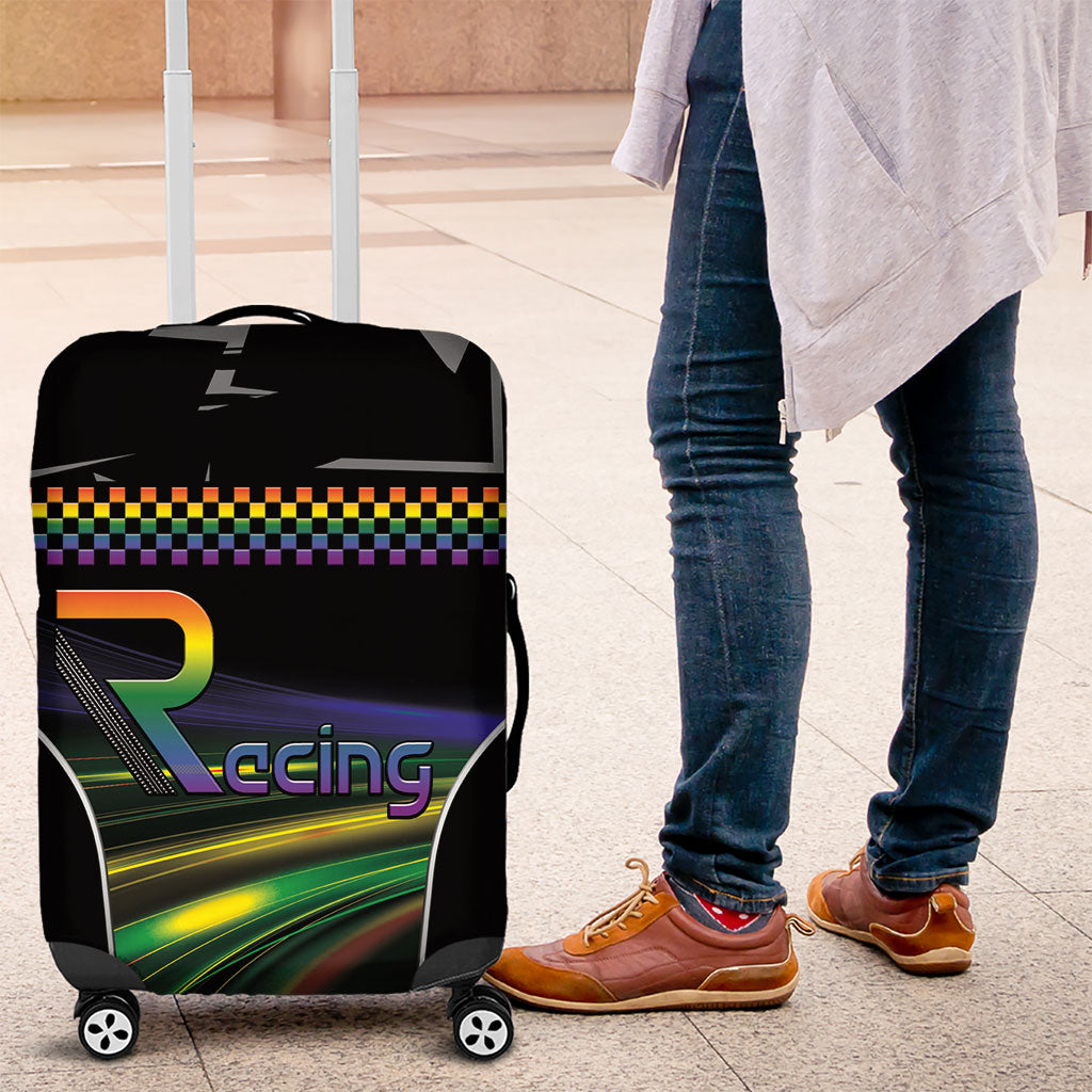 Racing Pride Luggage Cover Racing Rainbow Cyberpunk Style