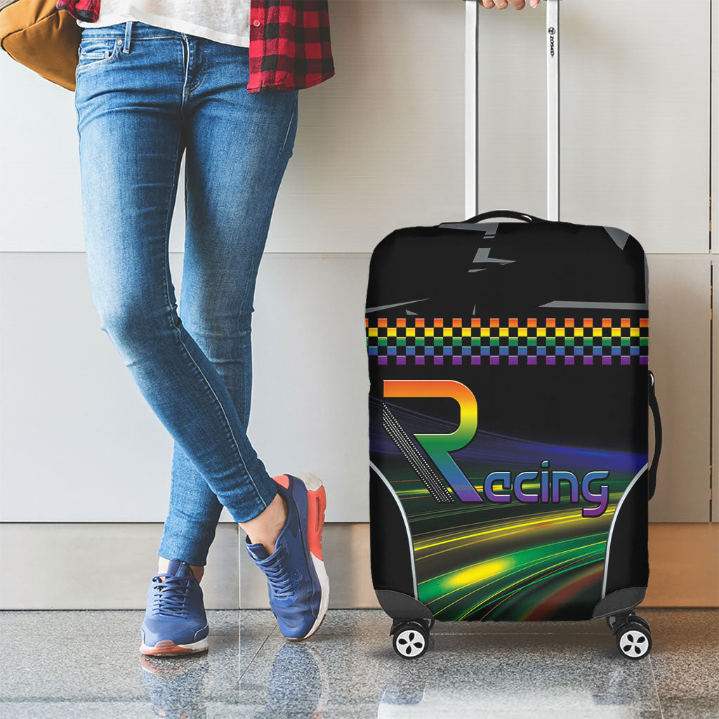 Racing Pride Luggage Cover Racing Rainbow Cyberpunk Style