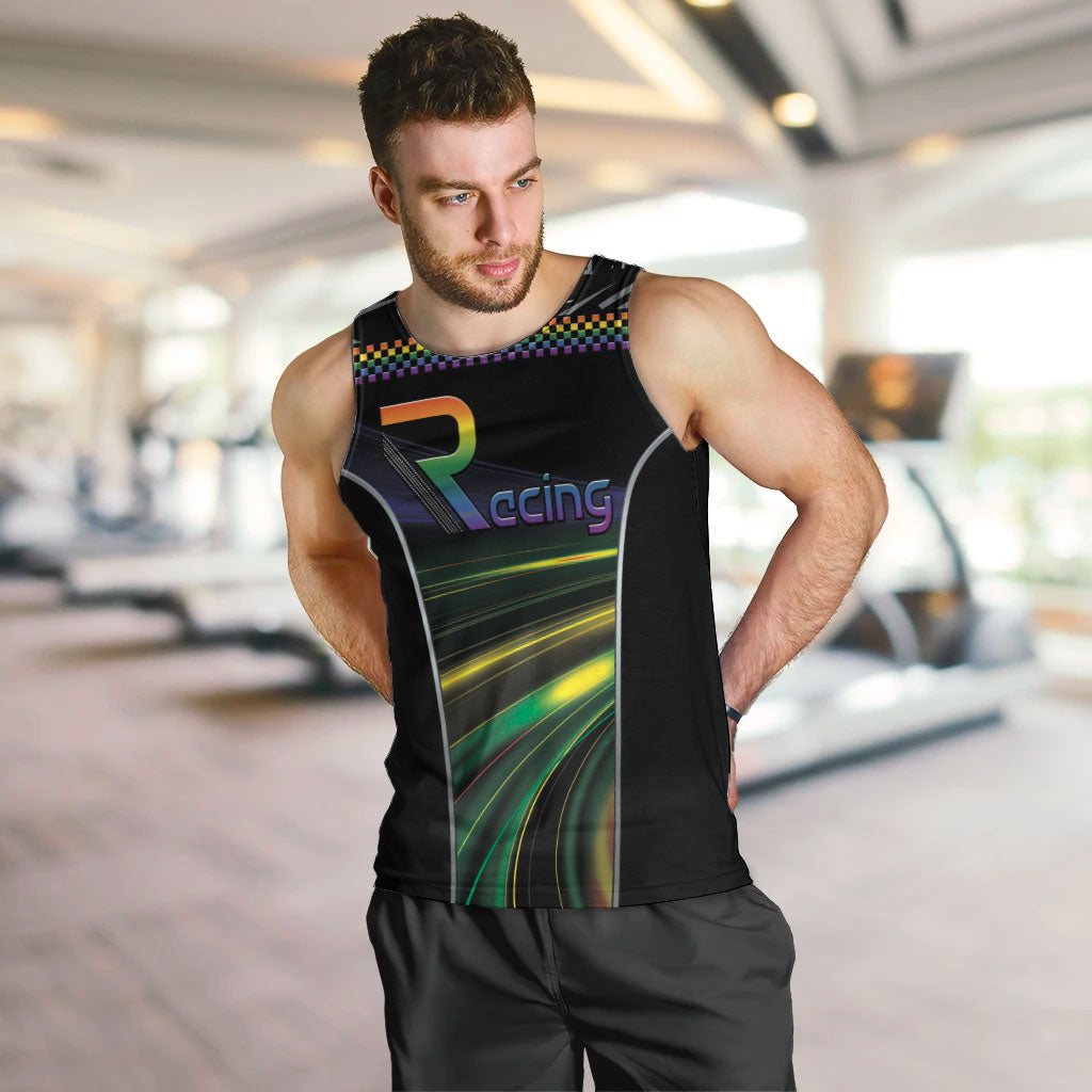 Custom Racing Pride Men Tank Top Racing Rainbow Cyberpunk Style