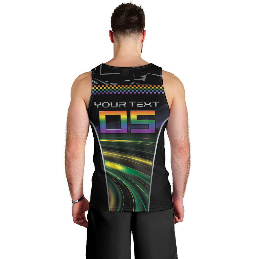 Custom Racing Pride Men Tank Top Racing Rainbow Cyberpunk Style