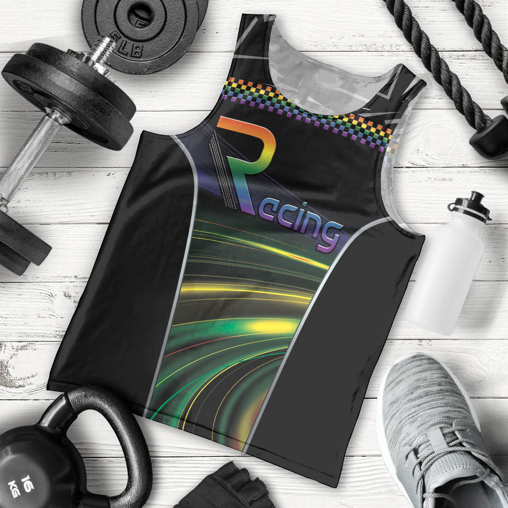 Custom Racing Pride Men Tank Top Racing Rainbow Cyberpunk Style