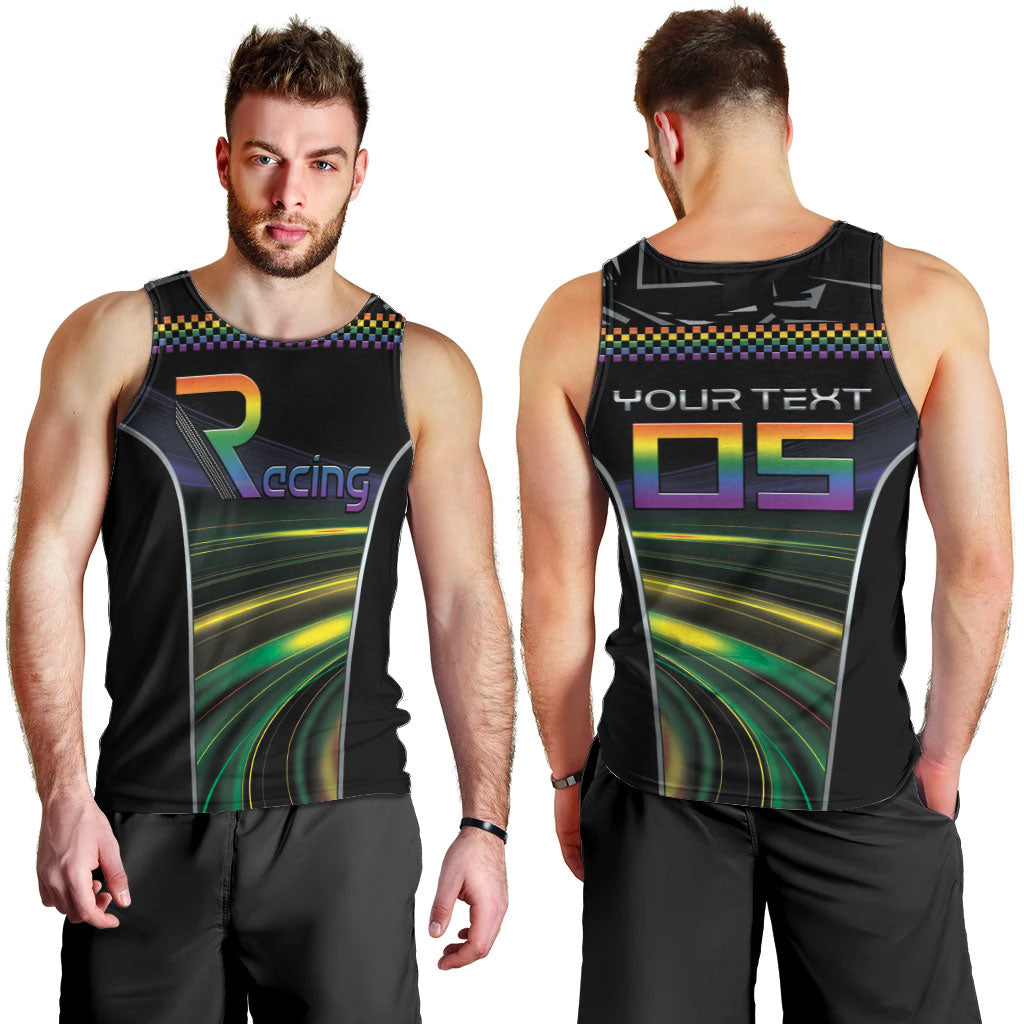 Custom Racing Pride Men Tank Top Racing Rainbow Cyberpunk Style