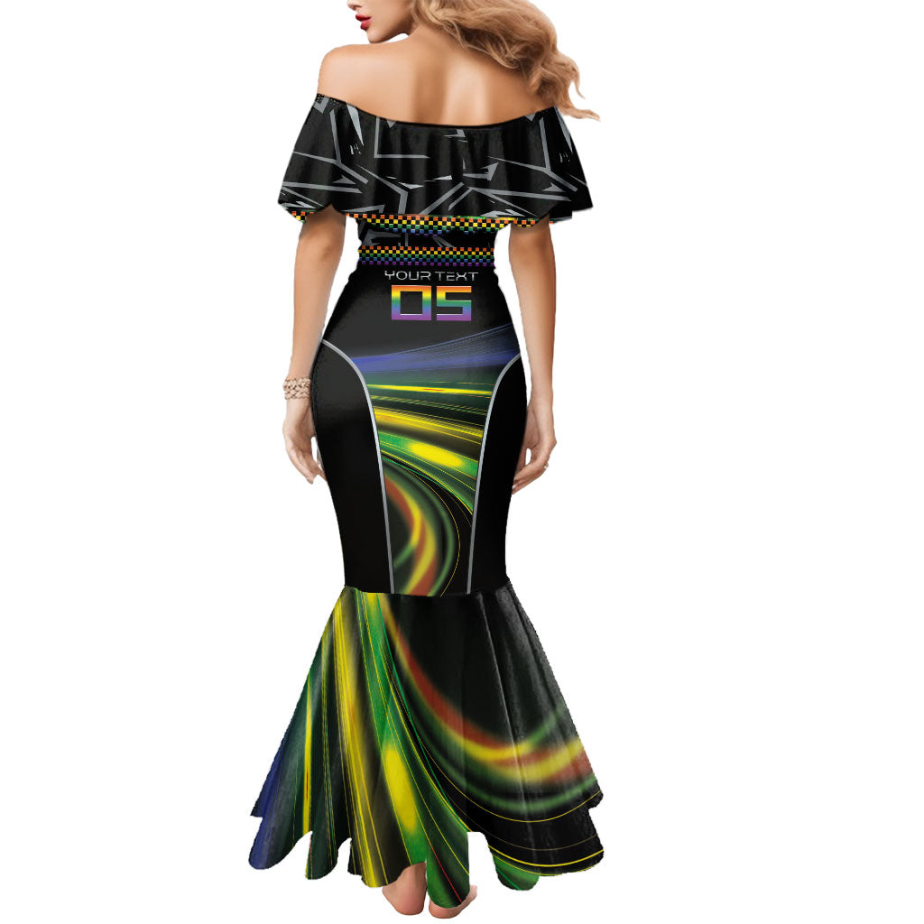 Custom Racing Pride Mermaid Dress Racing Rainbow Cyberpunk Style