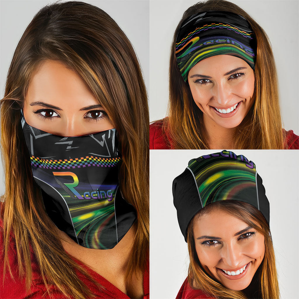 Racing Pride Neck Gaiter Racing Rainbow Cyberpunk Style