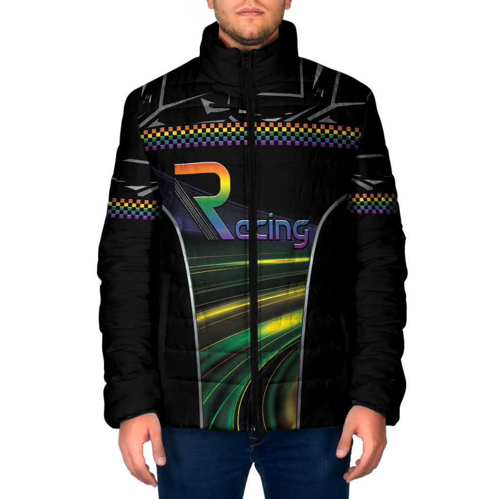 Custom Racing Pride Padded Jacket Racing Rainbow Cyberpunk Style