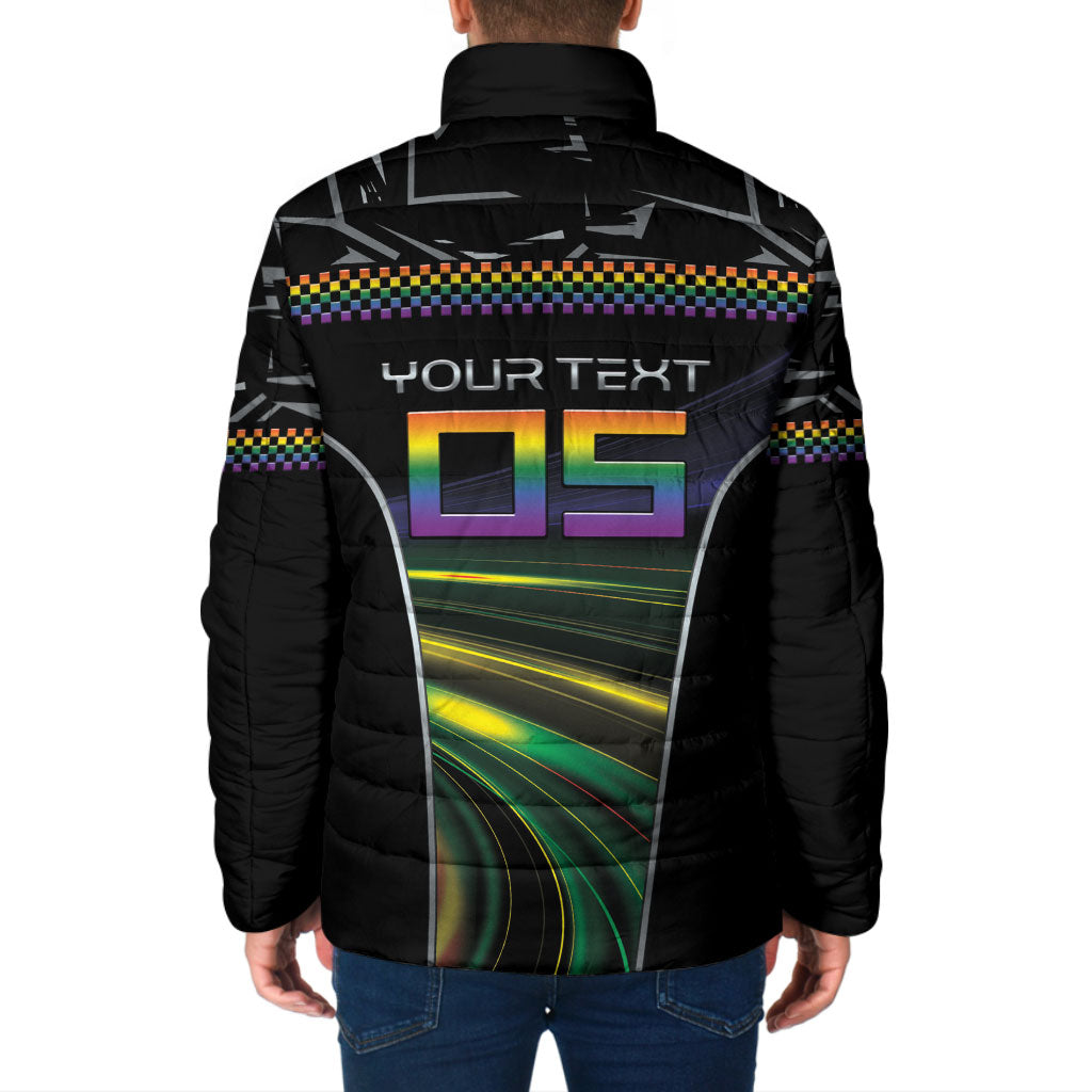 Custom Racing Pride Padded Jacket Racing Rainbow Cyberpunk Style